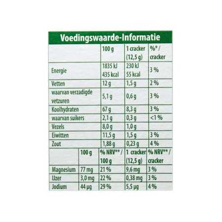 Liga Vitalu Crackers Volkoren 200g/ Wholegrain Crackers