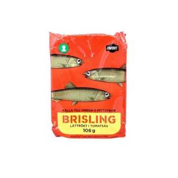 Favorit Brisling Lättrökt i Tomatsås 106g/ Sardinas en Tomate