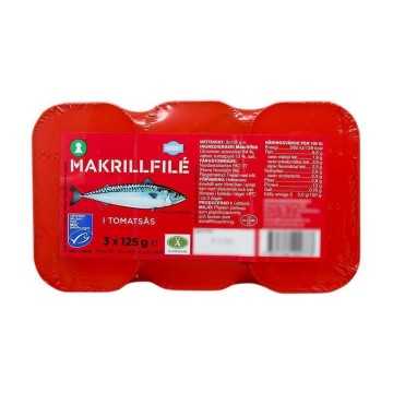 Favorit Makrillfilé i Tomatsås 3x125g/ Mackerel Fillets in Tomato Sauce