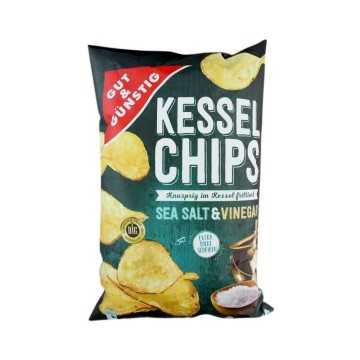 Gut&Günstig Kessel Chips Sea Salt & Vinegar / Patatas Sabor Sal y Vinagre 150g