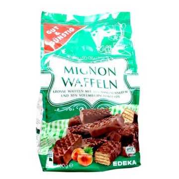 Gut&Günstig Mignonwaffeln / Barquillos con Chocolate y Avellana 400g