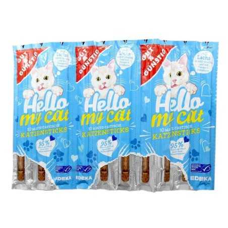 Gut&Günstig Hello My Cat Katzensticks mit Lachs / Palitos Salmón para Gatos x10