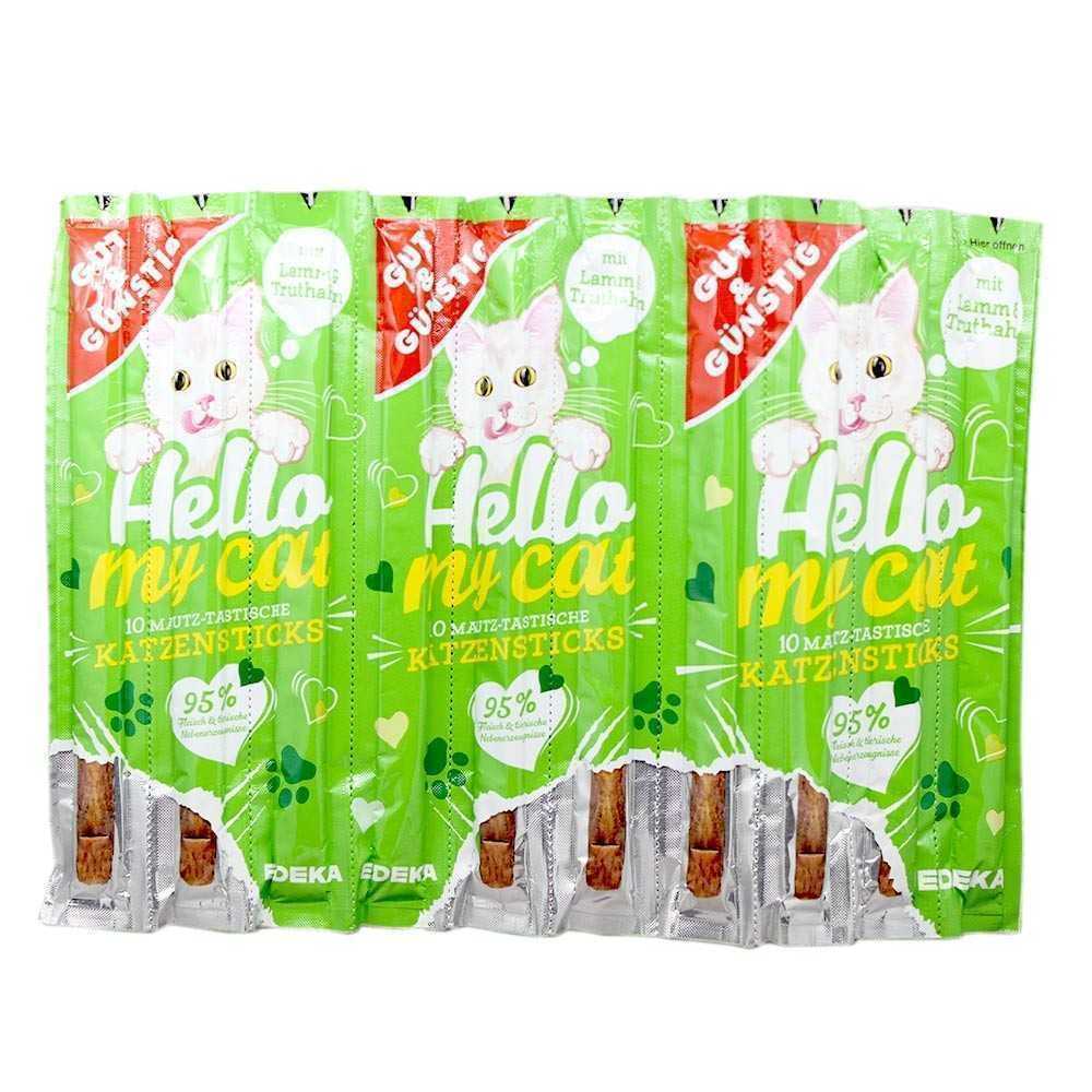 Gut&Günstig Hello My Cat Lamm&Trutham Katzensticks / Palitos para Gatos de Cordero y Pavo x10