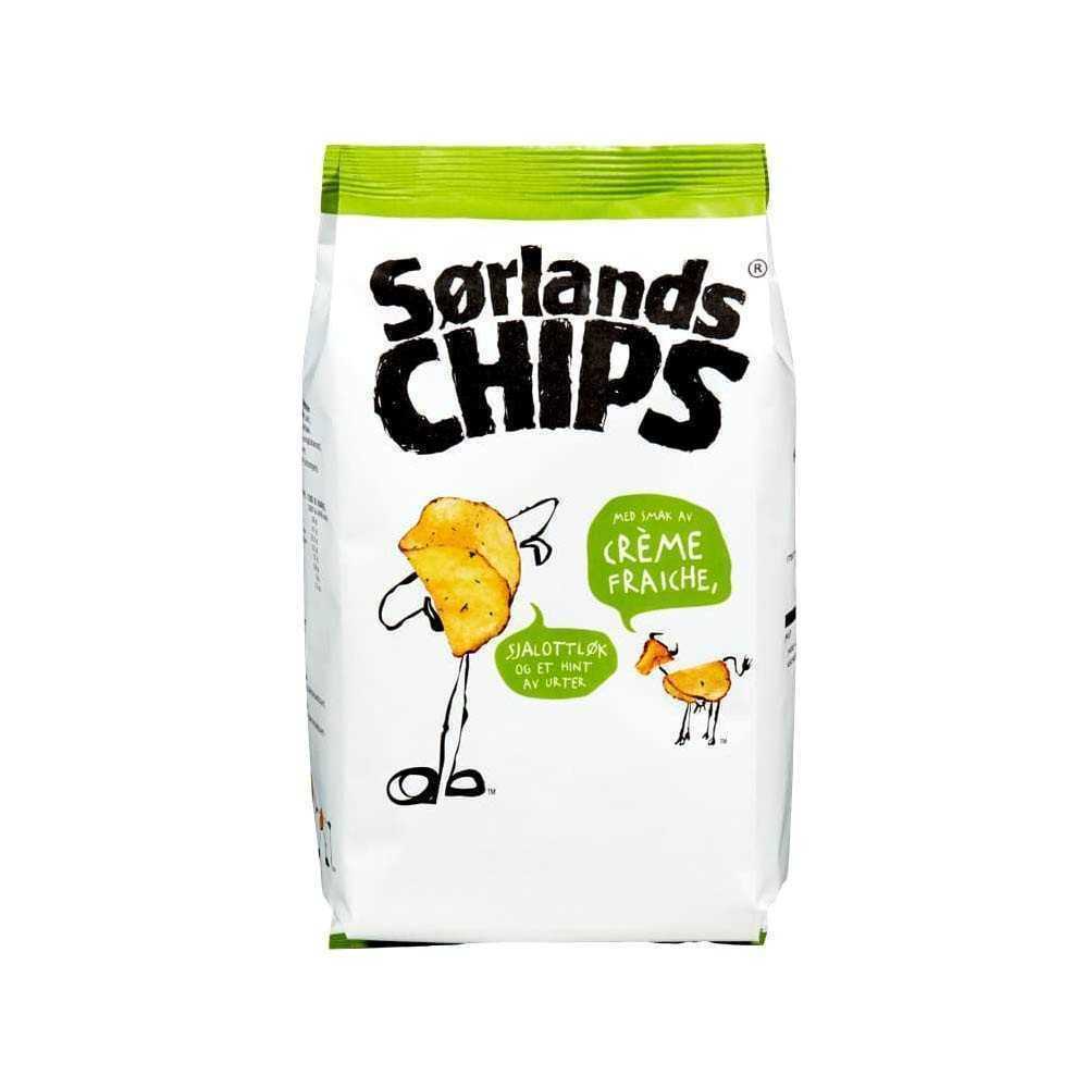 Sørlands Chips Creme Fraiche 195g/ Patatas sabor Creme Fraiche