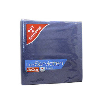 Gut&Günstig Uni-Servietten Blau / Servilletas Azules x30