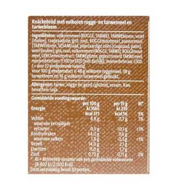 CostaBlanca Knäckerbröd Volkoren / Pan Crujiente Integral 375g