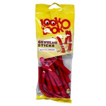 Look o Look Gevulde Sticks Kersen / Regaliz Relleno sabor Cereza 115g