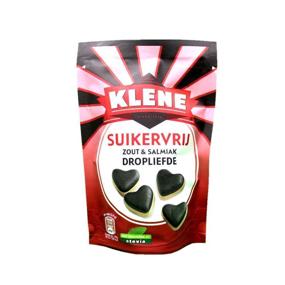 Klene Suikervrij Zout&Salmiak Dropliefde / Sugar Free Salted Licorice Hearts 90g