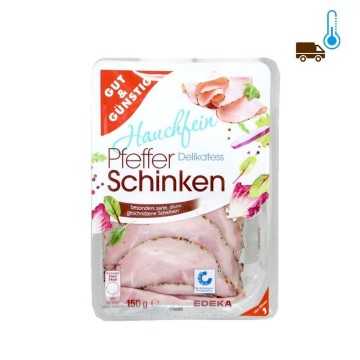 Gut&Günstig Hauchfein Delikatess  Pefeffer Schinken / Jamón Cocido con Pimienta 150g