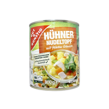 Gut&Günstig Hühner Nudeltopf mit Feinem Gemüse / Guiso de Pasta, Pollo y Verduras 800g