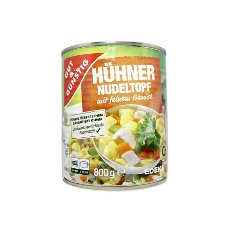 Gut&Günstig Hühner Nudeltopf mit Feinem Gemüse / Guiso de Pasta, Pollo y Verduras 800g