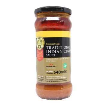 Tiger Khan Traditional Indian Curry Sauce Medium Spicy / Salsa Curry Tradicional India Picante Medio 340ml