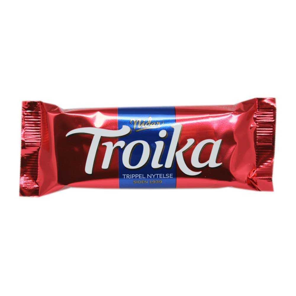 Nidar Troika Trippel Nytelse / Chocolatina con Mazapán y Mermelada de Frambuesa 66g