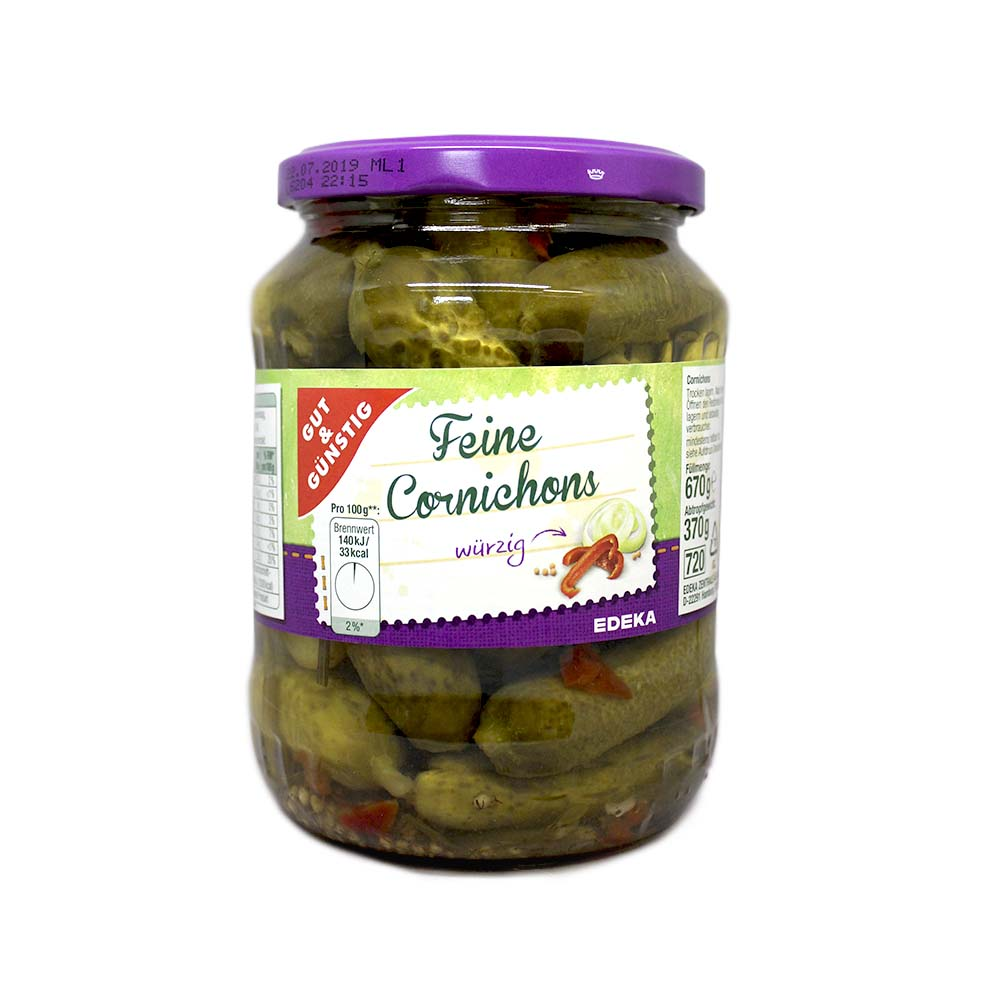 Gut&Günstig Feine Cornichons / Pepinillos Picantes 670ml