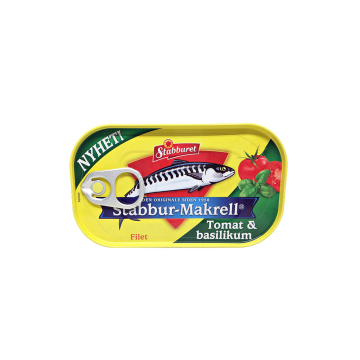 Stabburet Stabbur-Makrell Tomat i Basikilum / Filetes de Caballa en Tomate y Albahaca 110g