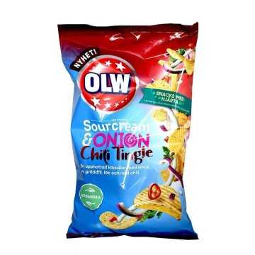 Olw Chips Sourcream&Onion Chili Tingle / Patatas Fritas con Crema de Cebolla Agria y Chili 175g