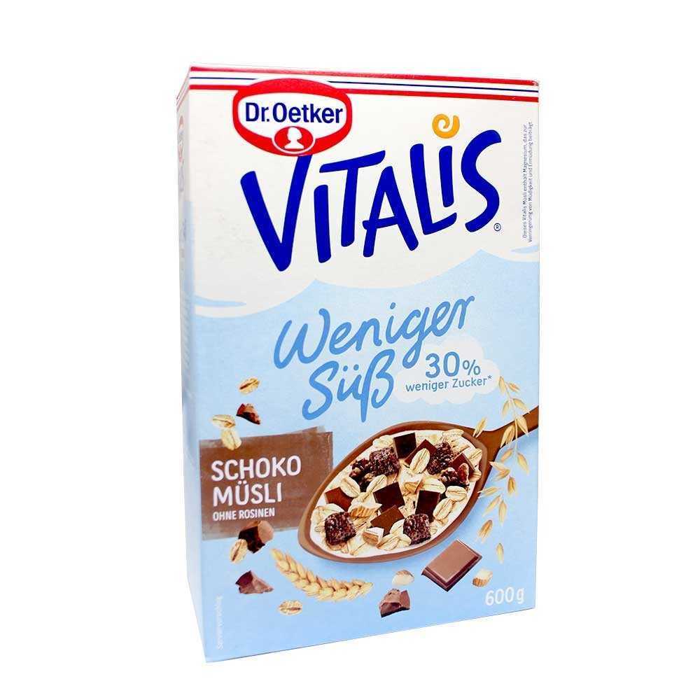 Dr.Oetker Vitalis Schoko-Müsli Weniger Süß 30% / Chocolate Muesli Less Sugar 600g