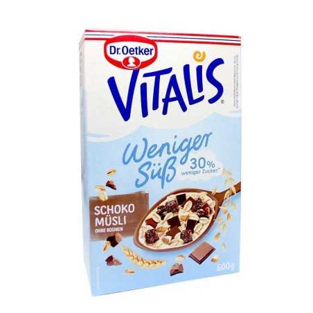 Dr.Oetker Vitalis Schoko-Müsli Weniger Süß 30% / Chocolate Muesli Less Sugar 600g