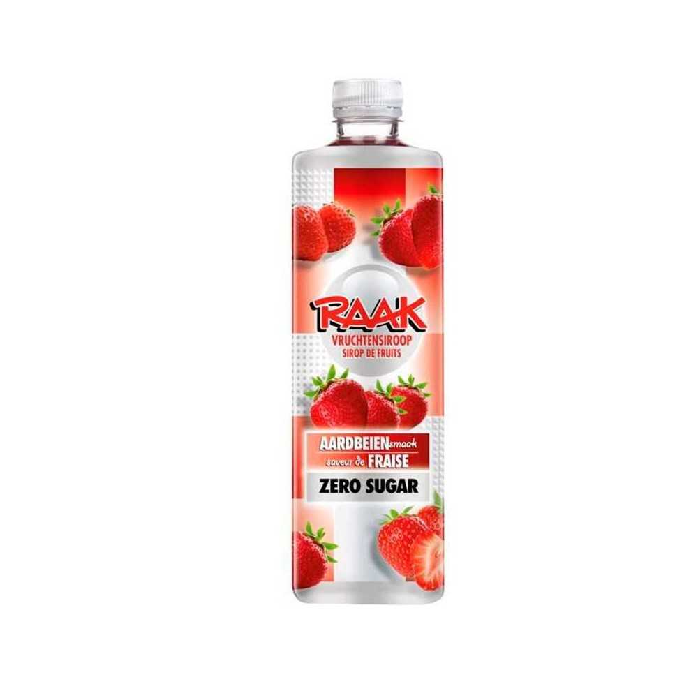 Raak Aardbeien Vruchtensiroop Zero Sugar / Strawberries Squash Free Sugar 75cl