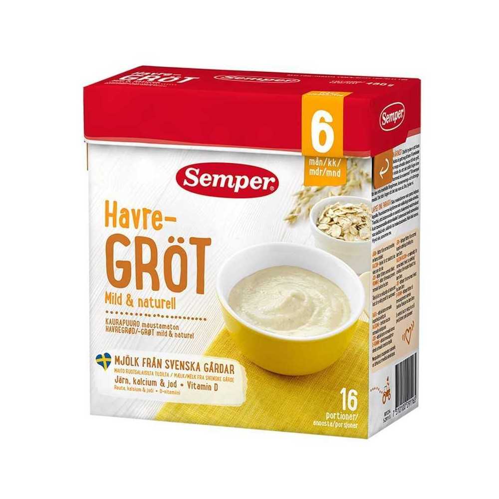 Semper Havregröt mild & naturell / Papilla de Avena Suave y Natural x16