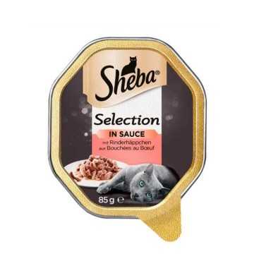 Sheba Selection in Sauce mit Rinderhäppchen / Comida para Gato en Salsa con Trocitos de Ternera 85g