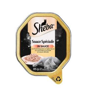 Sheba Selection in Sauce mit Rinderhäppchen / Comida para Gato en Salsa con Trocitos de Pavo 85g