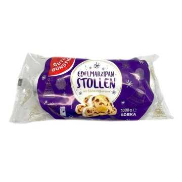 Gut&Günstig Edelmarzipan Stollen / Pan de Navidad con Mazapán 1Kg