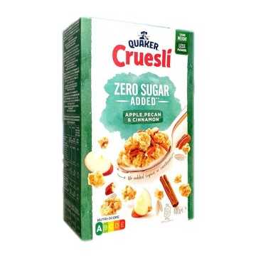 Quaker Cruesli Apple,Pecan & Cinnamon Zero Sugar Added / Avena con Chocolate y Plátano Sin Azucar 400g