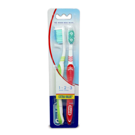 Oral-B Shyny Clean Medium Cepillos de Dientes x2