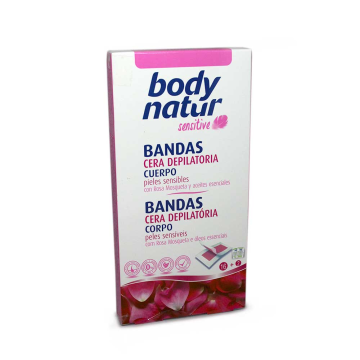 Body Natur Bandas de Cera Piel Sensible Rosa Mosqueta