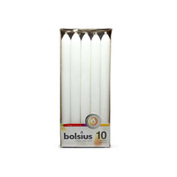 Bolsius Dinner Candles White / Velas de Cena Blancas x10