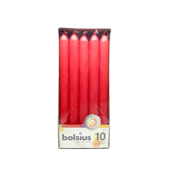 Bolsius Dinner Candles Red / Velas de Cena Rojas x10