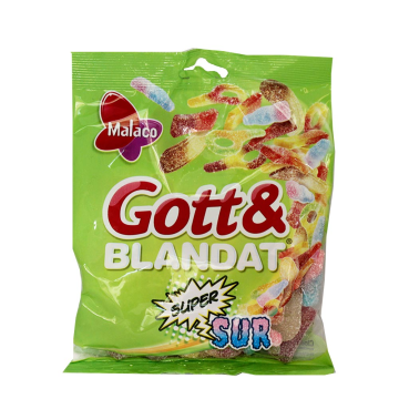 Malaco Gott&Blandat Super Sur / Golosinas Dulces y Ácidas 130g