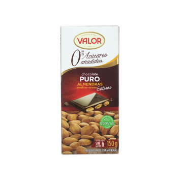 Valor Chocolate Puro con Almendras 0% Azúcares 150g