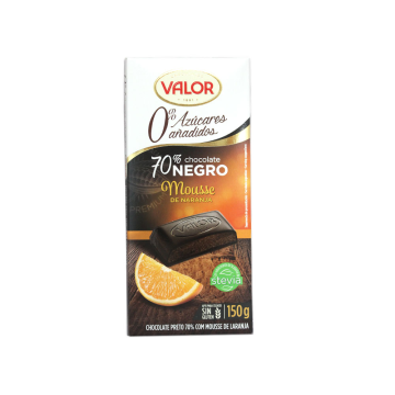 Valor Chocolate 70% Mousse Naranja 0% Azúcar 150g/ Chocolate with Orange Sugar-free