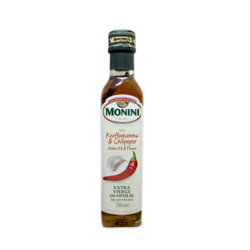 Monini Olijfolie Met Knoflookaroma & Chilipeper  250ml/ Aceite de Oliva con Pimiento y Ajo