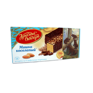 Мишка Косолапый Ассорти из вафельных тортиков 250г/ Mishka Kosolapiy Waffle Tarts 250g